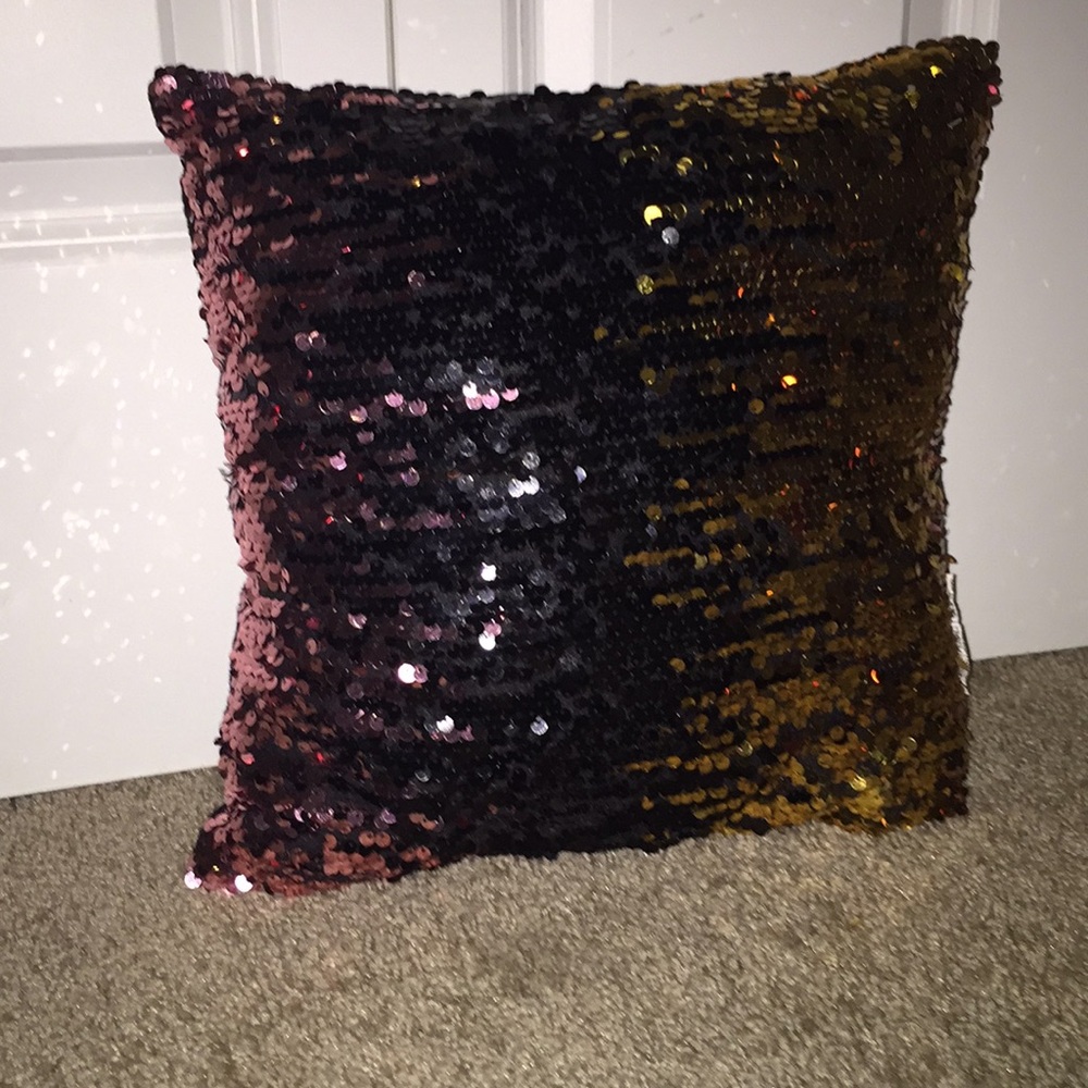 Pink black & Gold, sequin ombré throw  pillow